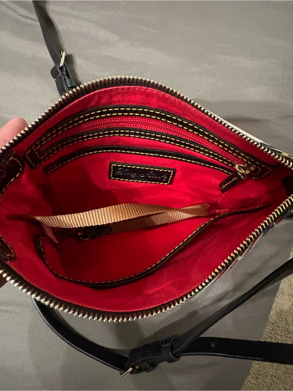 Dooney & Bourke Plaid Crossbody in Multi-Color with Black Strap - Picture 3 of 4